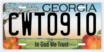 GA license plate CWT0910