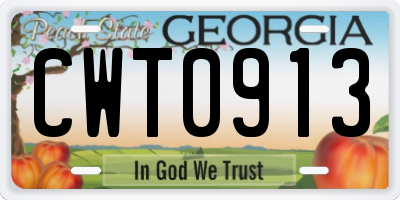 GA license plate CWT0913
