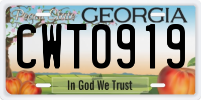 GA license plate CWT0919