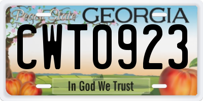 GA license plate CWT0923