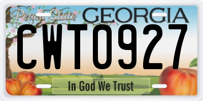 GA license plate CWT0927