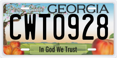 GA license plate CWT0928