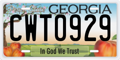 GA license plate CWT0929