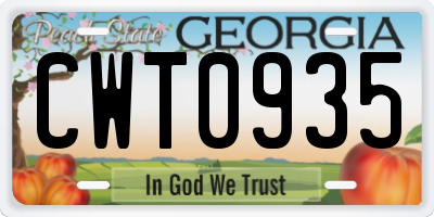 GA license plate CWT0935