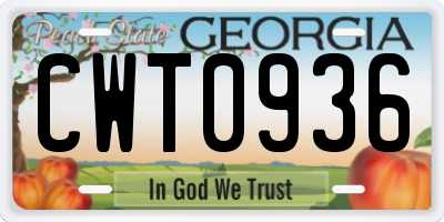 GA license plate CWT0936