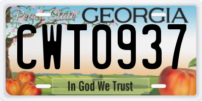 GA license plate CWT0937