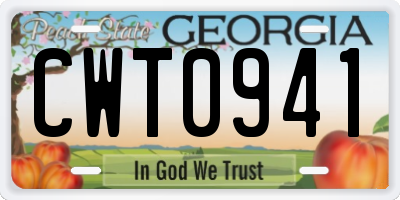 GA license plate CWT0941