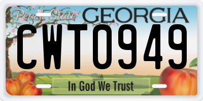 GA license plate CWT0949