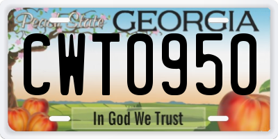 GA license plate CWT0950
