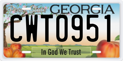 GA license plate CWT0951