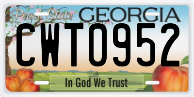 GA license plate CWT0952