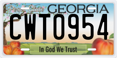 GA license plate CWT0954
