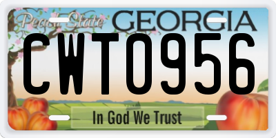 GA license plate CWT0956