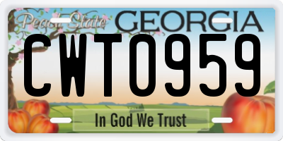 GA license plate CWT0959