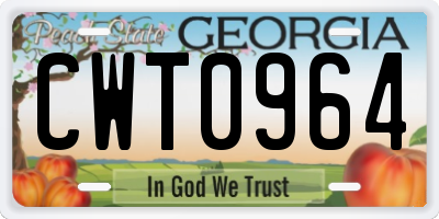GA license plate CWT0964