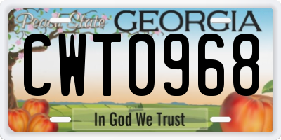 GA license plate CWT0968