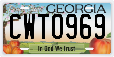 GA license plate CWT0969