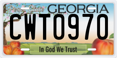 GA license plate CWT0970