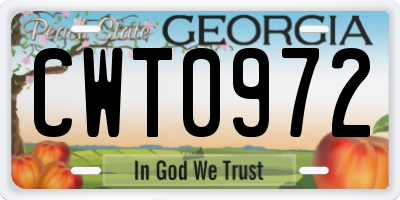 GA license plate CWT0972