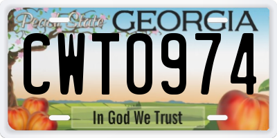 GA license plate CWT0974