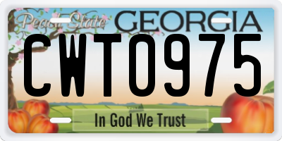 GA license plate CWT0975