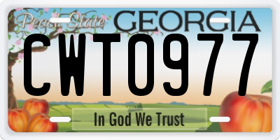 GA license plate CWT0977