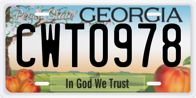GA license plate CWT0978