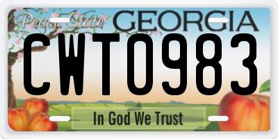 GA license plate CWT0983