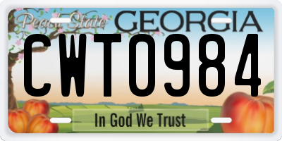 GA license plate CWT0984