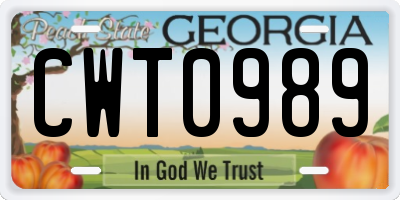 GA license plate CWT0989