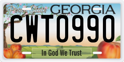 GA license plate CWT0990