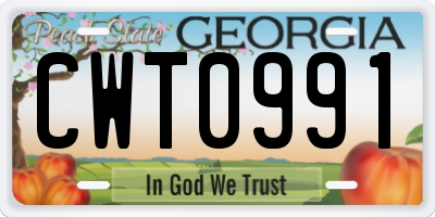 GA license plate CWT0991