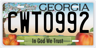 GA license plate CWT0992