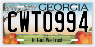 GA license plate CWT0994