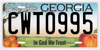 GA license plate CWT0995