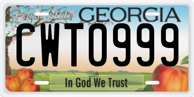 GA license plate CWT0999