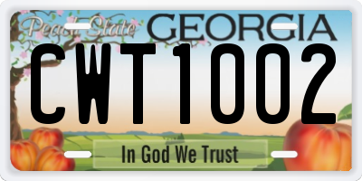 GA license plate CWT1002