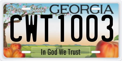 GA license plate CWT1003