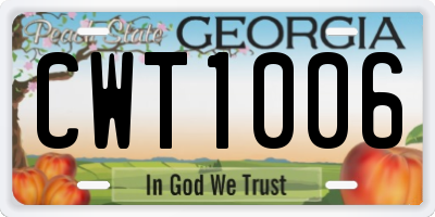 GA license plate CWT1006