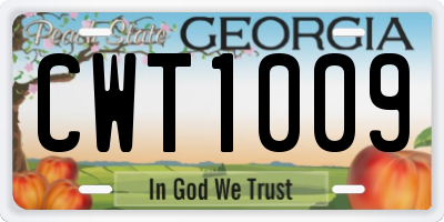 GA license plate CWT1009