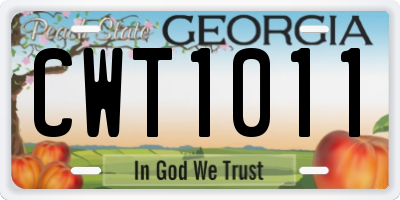 GA license plate CWT1011
