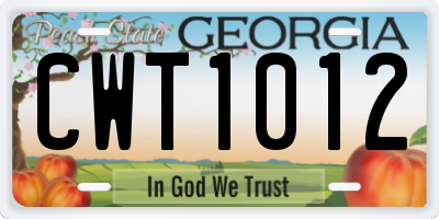 GA license plate CWT1012