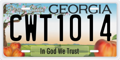 GA license plate CWT1014