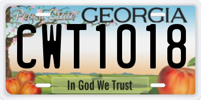 GA license plate CWT1018