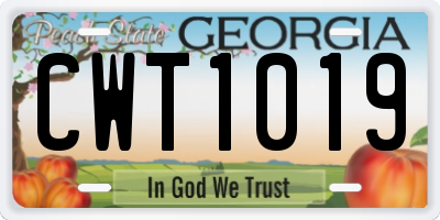GA license plate CWT1019