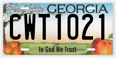 GA license plate CWT1021