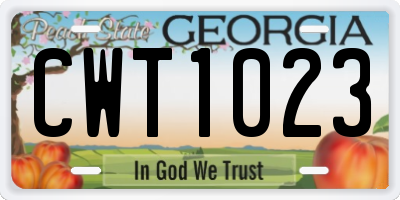 GA license plate CWT1023