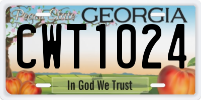 GA license plate CWT1024
