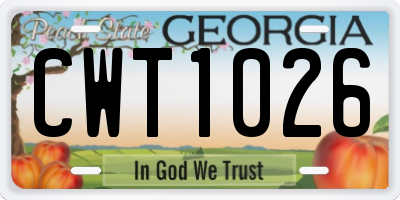 GA license plate CWT1026
