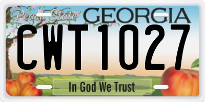 GA license plate CWT1027